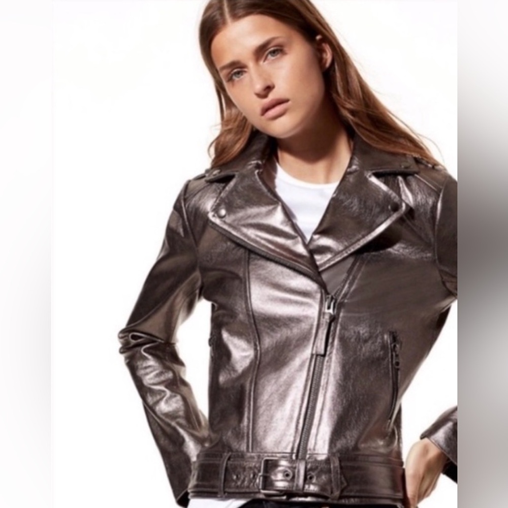 Makage leather Moto biker  jacket, Aritzia